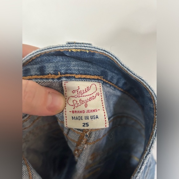 True Religion Jean Skirt Mini ABBY Women Sz 25 Minor Distressing Raw Hem EUC USA - Picture 7 of 8